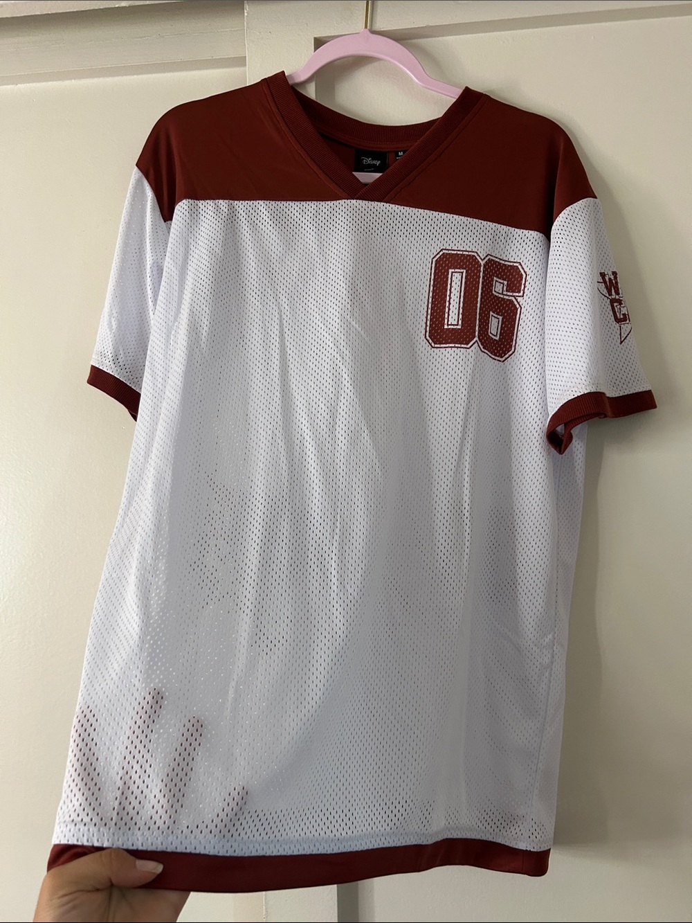High School Musical White and Maroon Mesh Jersey with 06 Chest Graphic